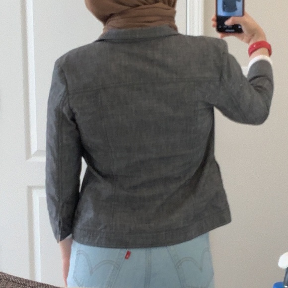 Dark Grey Patterned Blazer - Picture 7 of 17